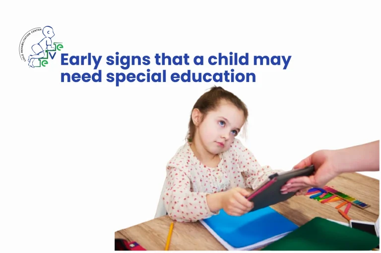 Child showing early signs that they may need special education, including challenges with speech, motor skills, and following instructions.